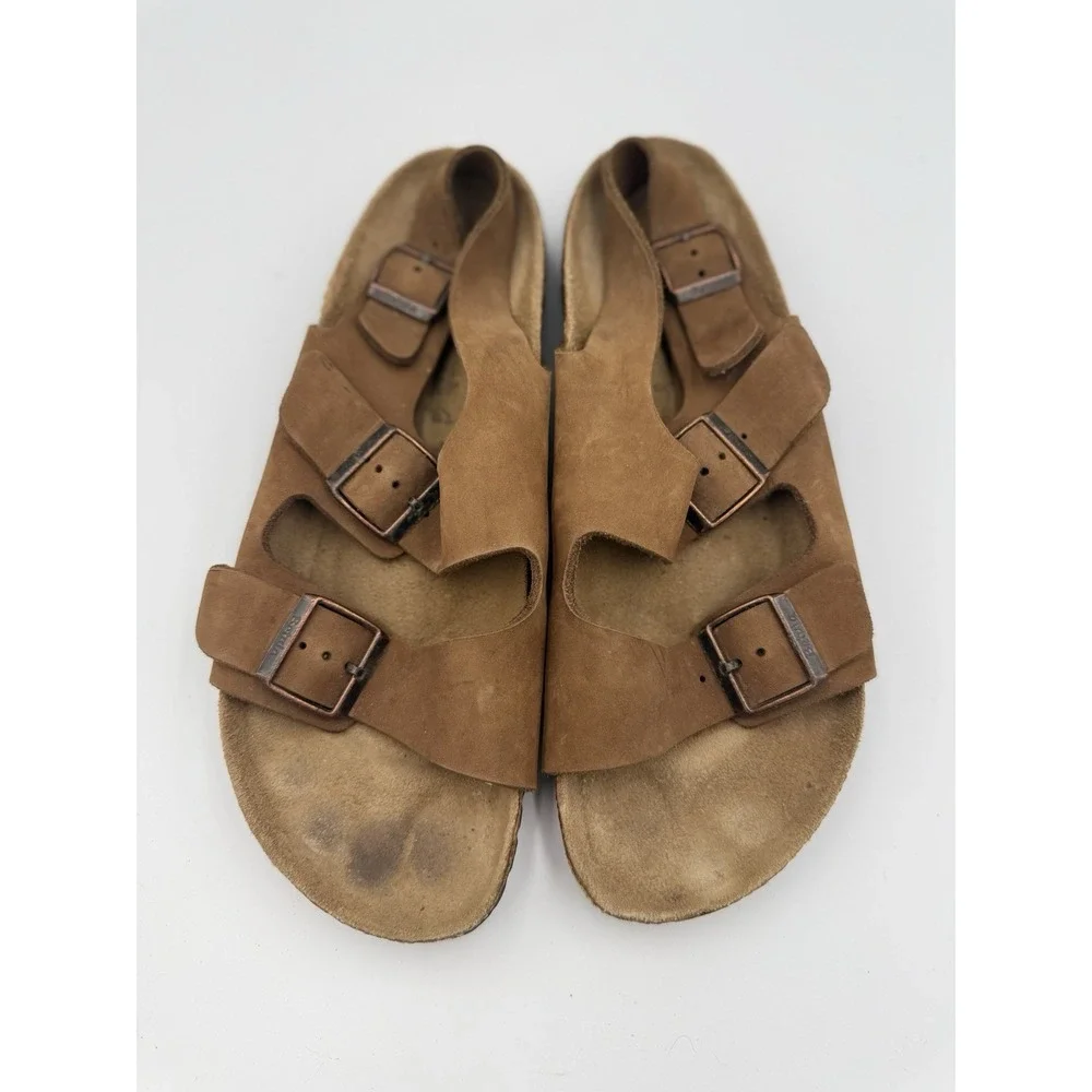 Betula Birkenstock 285 Double Strap Sandals EU 44 9.5 M11 Dark Brown Backstrap